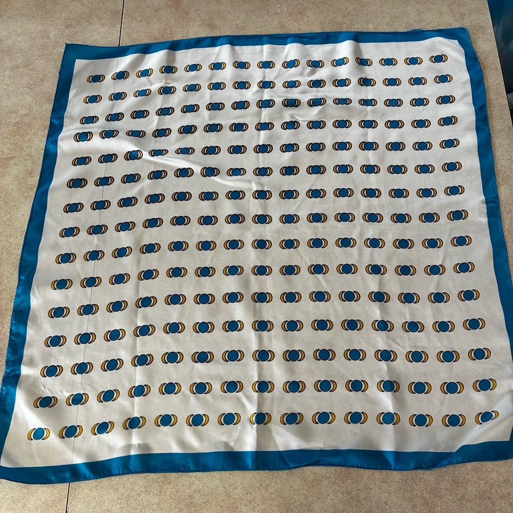 White With Yellow Moons & Blue Suns Patterned Square Scarf - Picture 2 of 8